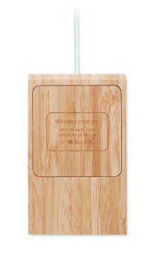 Logo trade corporate gifts image of: Bamboo wireless charger  10W ODOS