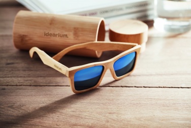 Logo trade promotional merchandise photo of: Sunglasses and case in bamboo KEILA