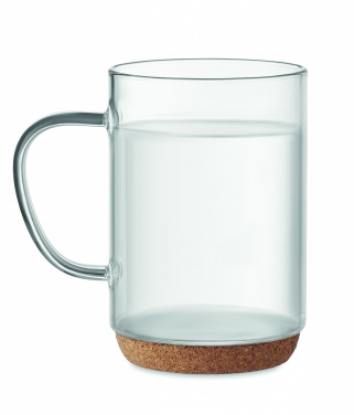 Logo trade advertising product photo of: Glass mug 400ml with cork base