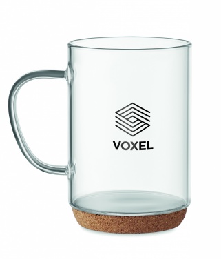 Logo trade promotional items image of: Glass mug 400ml with cork base