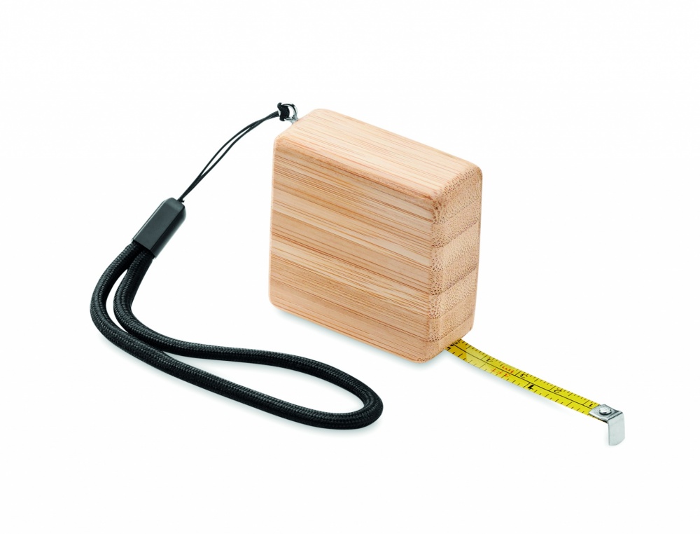 Logo trade promotional gifts picture of: Measuring tape in bamboo 1m