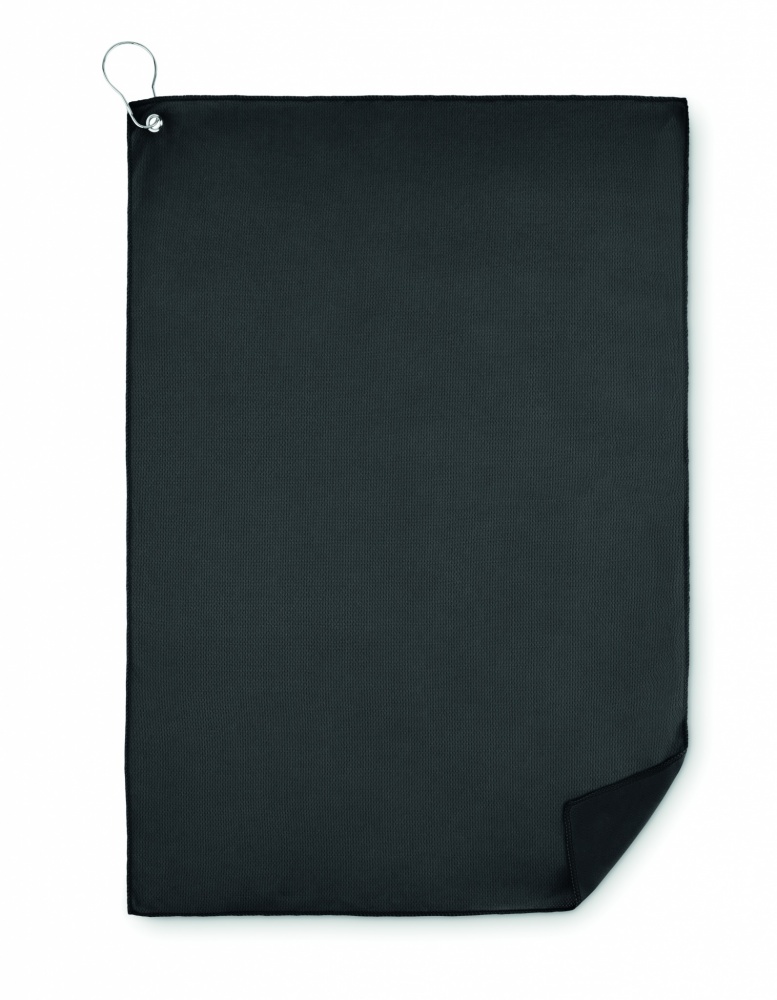 Logo trade promotional merchandise picture of: RPET golf towel with hook clip