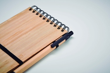 Logo trade promotional giveaways image of: A6 bamboo notepad with pen SONORABAM