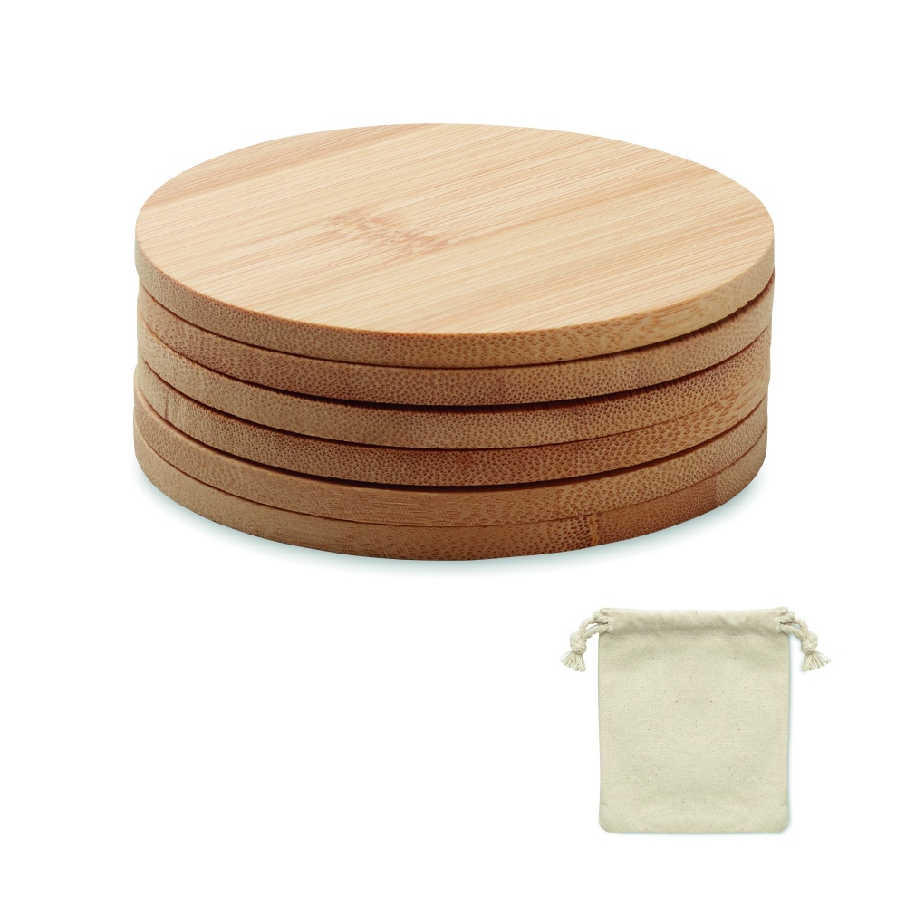 Logotrade promotional product picture of: Set of 6 bamboo coasters