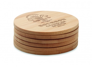 Logo trade promotional gift photo of: Set of 6 bamboo coasters