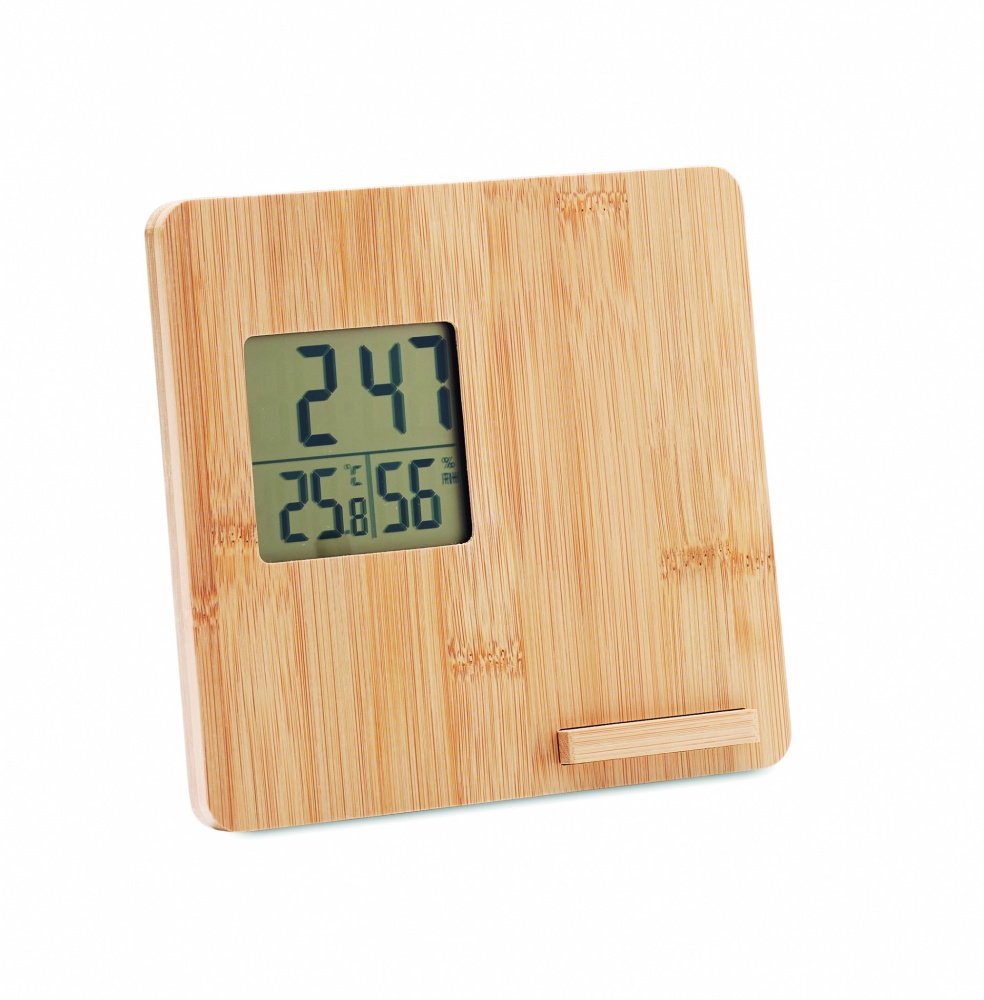 Logo trade promotional giveaway photo of: Bamboo weather station 10W