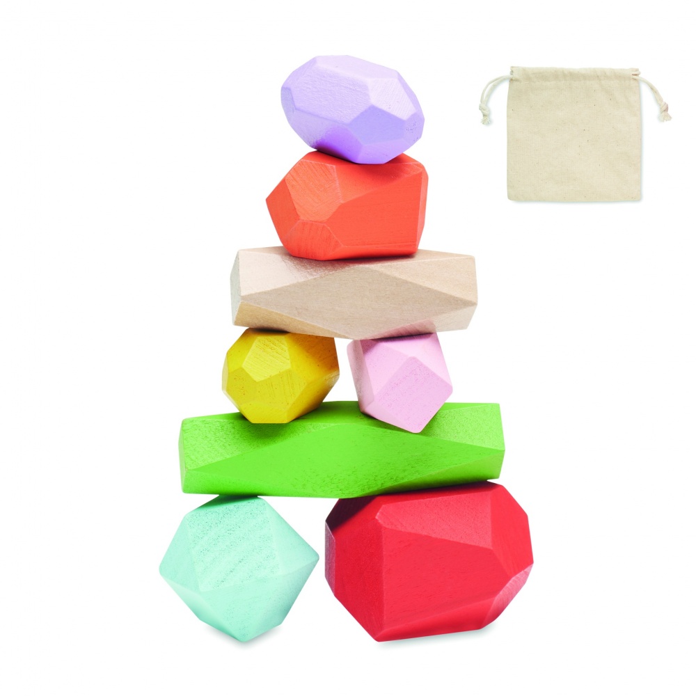 Logotrade corporate gift picture of: 8 stacking wood rocks in pouch