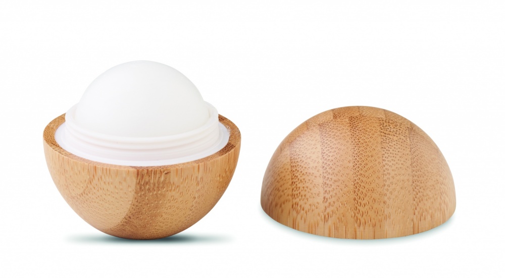 Logo trade promotional products picture of: Lip balm in round bamboo case