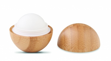 Logotrade corporate gift image of: Lip balm in round bamboo case