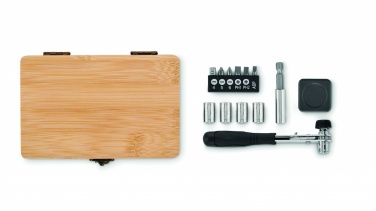 Logo trade promotional merchandise image of: 13 piece tool set, bamboo case