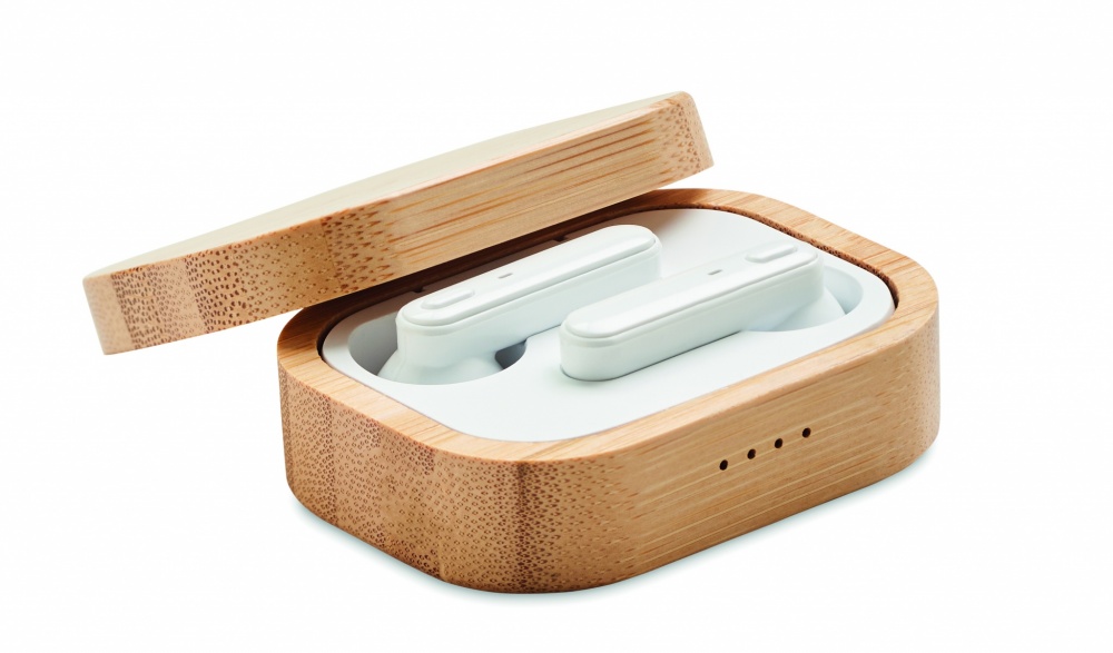 Logotrade advertising products photo of: TWS earbuds in bamboo case