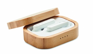 Logo trade promotional products image of: TWS earbuds in bamboo case