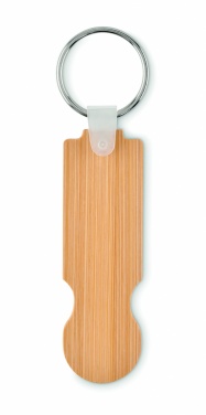 Logotrade promotional item image of: Bamboo euro token key ring Rauma