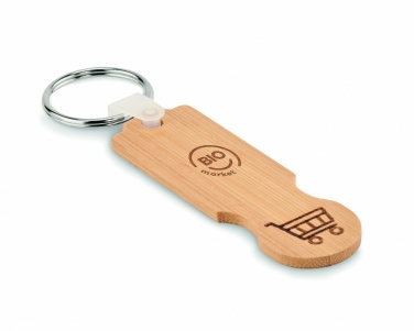 Logo trade corporate gifts image of: Bamboo euro token key ring Rauma