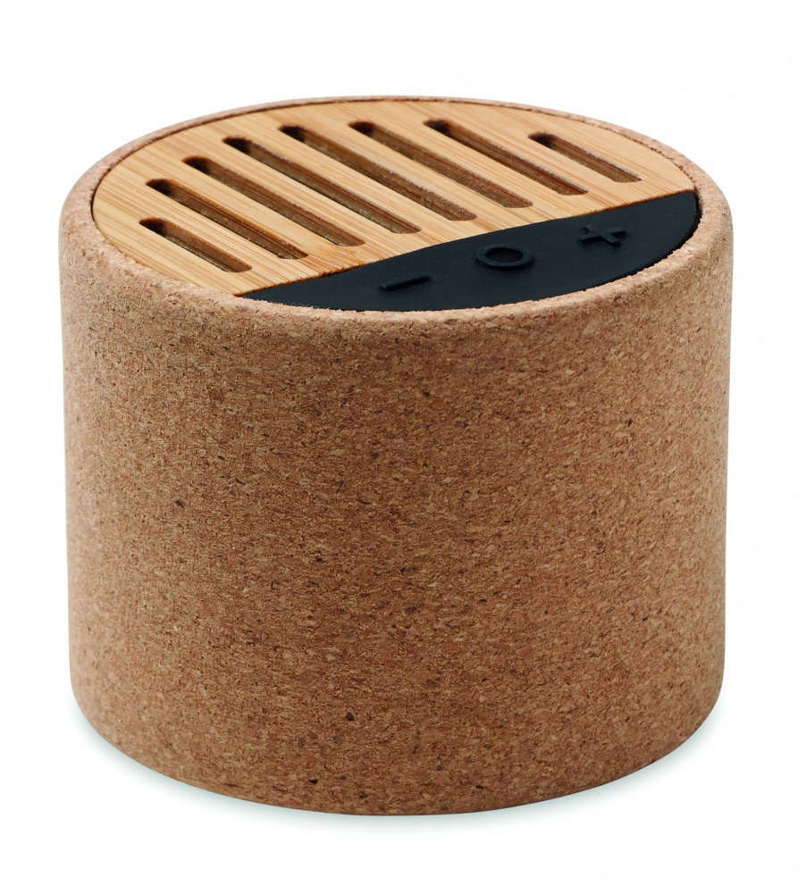 Logo trade business gifts image of: Round cork wireless speaker