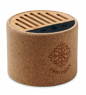 Logo trade business gift photo of: Round cork wireless speaker