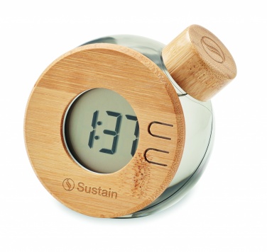 Logo trade promotional products image of: Water powered bamboo LCD clock