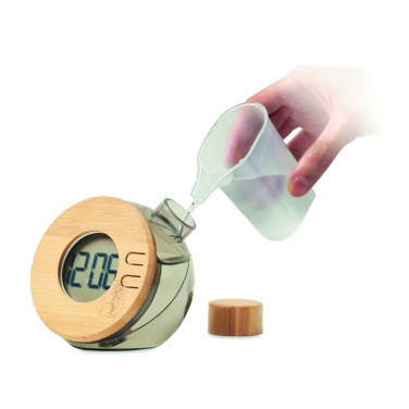 Logo trade corporate gifts picture of: Water powered bamboo LCD clock