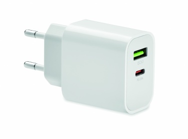 Logotrade promotional merchandise image of: 18W 2 port USB charger EU plug