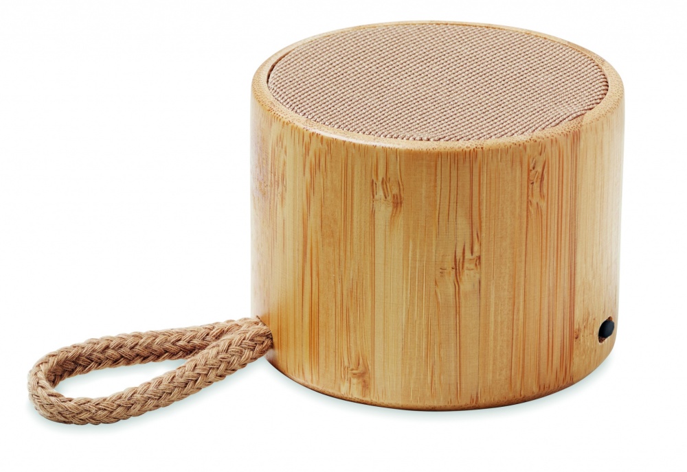 Logo trade promotional merchandise photo of: Round bamboo wireless speaker