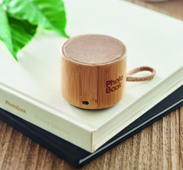 Logotrade promotional merchandise image of: Round bamboo wireless speaker