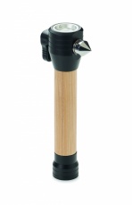 3-in-1 bamboo flashlight with an emergency hammer and seatbelt cutter