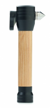 Logo trade advertising product photo of: 3-in-1 bamboo flashlight with an emergency hammer and seatbelt cutter