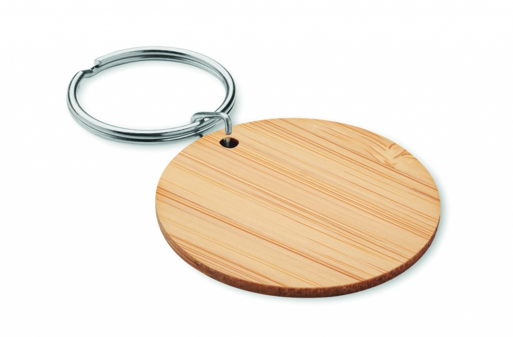 Logo trade advertising products picture of: Round bamboo key ring Pieksämäki