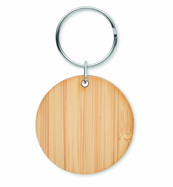 Logo trade advertising products picture of: Round bamboo key ring Pieksämäki