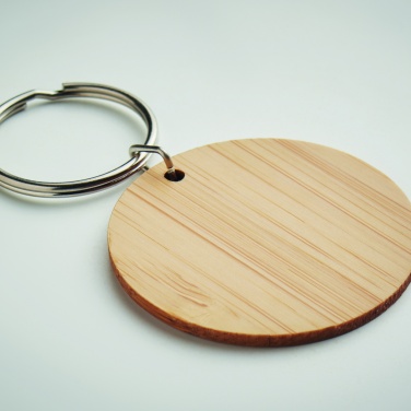 Logotrade promotional giveaway image of: Round bamboo key ring Pieksämäki