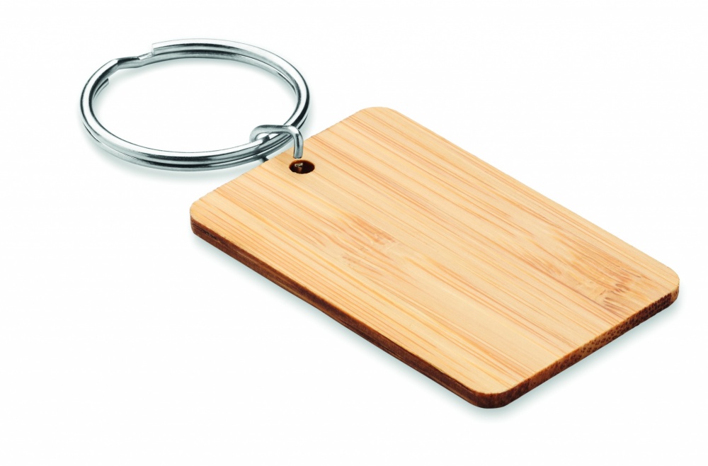 Logo trade promotional items picture of: Rectangular bamboo key ring Riihimäki