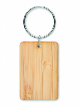 Logo trade promotional gifts picture of: Rectangular bamboo key ring Riihimäki