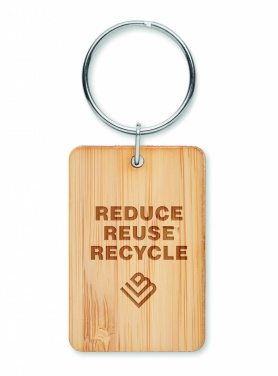 Logotrade promotional giveaway image of: Rectangular bamboo key ring Riihimäki