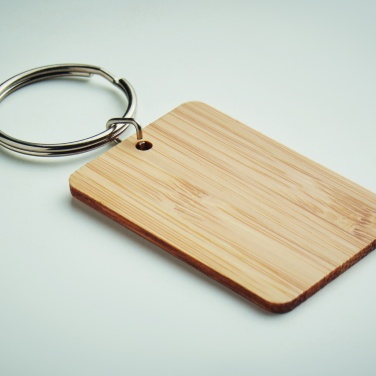 Logotrade promotional giveaway image of: Rectangular bamboo key ring Riihimäki