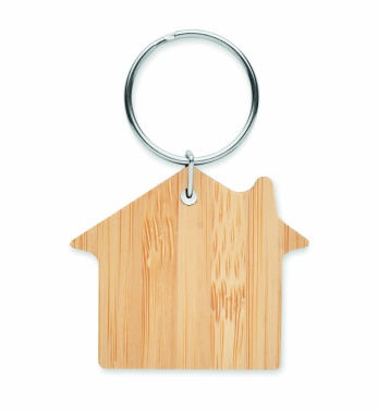 Logotrade promotional merchandise image of: House shaped bamboo key ring Järvenpää