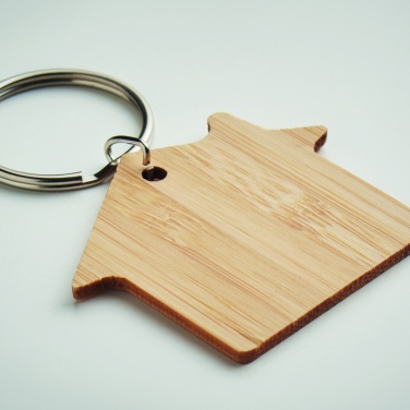 Logo trade promotional giveaway photo of: House shaped bamboo key ring Järvenpää