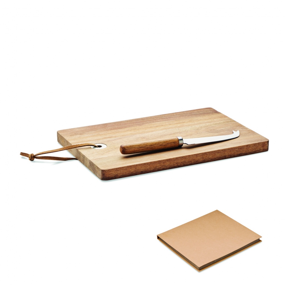 Logo trade promotional merchandise picture of: Acacia wood cheese board set Hannover