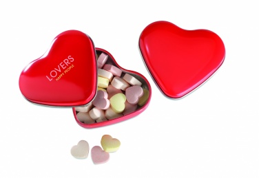 Logo trade promotional gift photo of: Heart tin box with candies