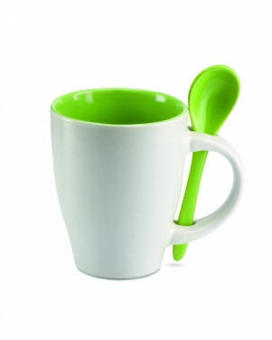 Logotrade promotional product picture of: Bicolour mug with spoon 250 ml