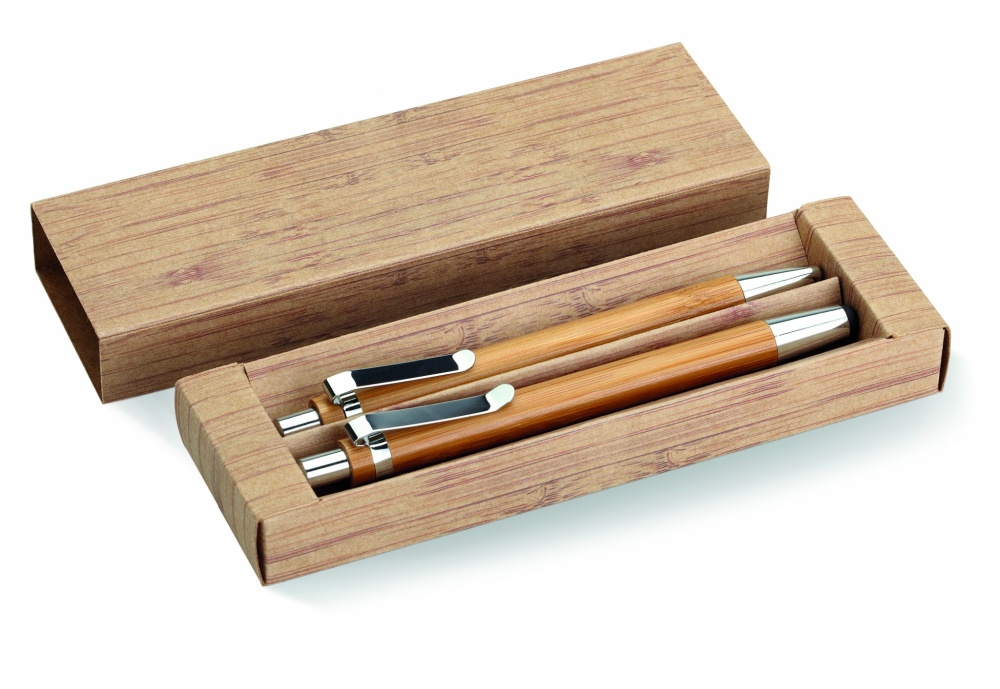 Logotrade promotional product picture of: Bamboo pen and pencil set