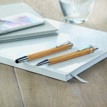 Logo trade corporate gifts picture of: Bamboo pen and pencil set