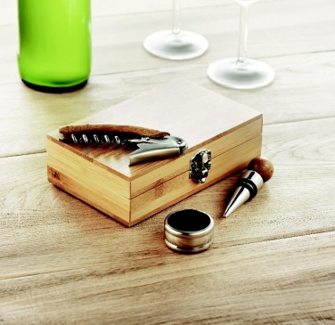 Logo trade promotional merchandise image of: Wine set in bamboo box