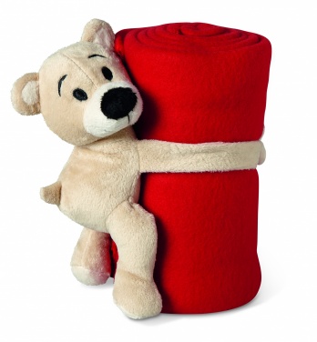 Logo trade promotional merchandise image of: Fleece blanket with bear