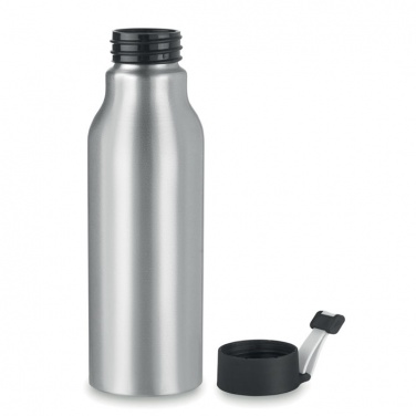 Logo trade corporate gifts image of: Single-walled 500 ml aluminum bottle with a PP cap and a silicone strap