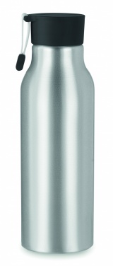 Logotrade promotional products photo of: Single-walled 500 ml aluminum bottle with a PP cap and a silicone strap