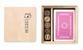 Cards and dices in box, Wood