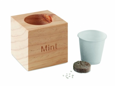 Logotrade promotional giveaway image of: Herb pot wood "MINT"