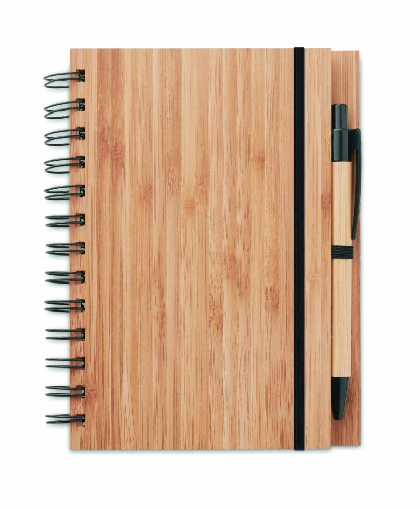 Logo trade advertising product photo of: Bamboo notebook with pen lined BAMBLOC