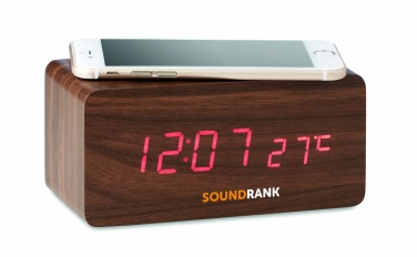 Logo trade advertising products picture of: LED clock/5W wireless charger