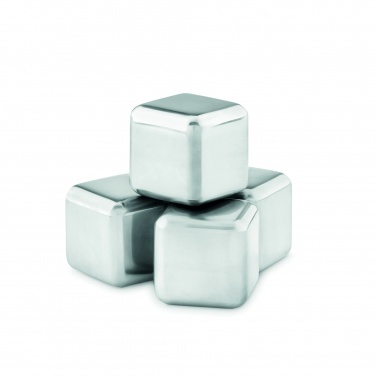 Logo trade promotional gifts image of: Set of 4 SS ice cubes in pouch